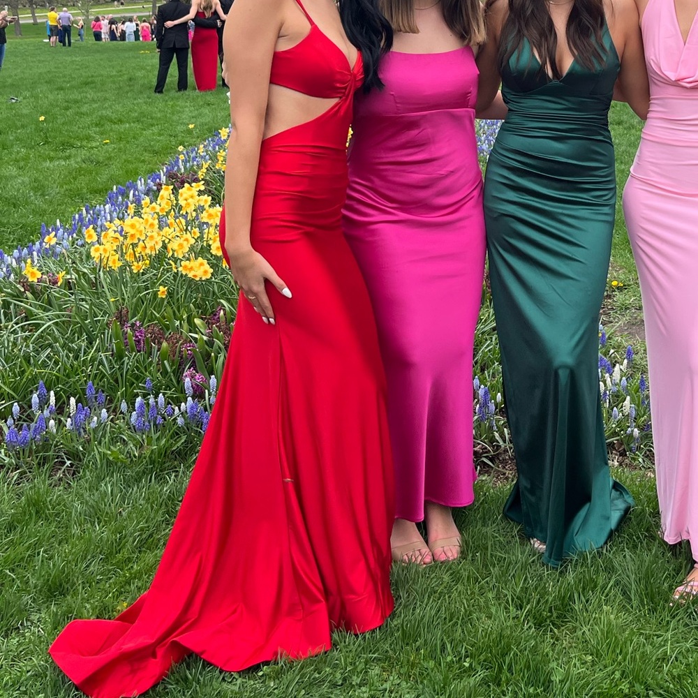 Red Cutout Prom Dress - Picture 2 of 4